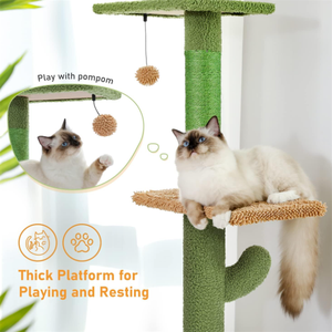 Kinghon Unique 5 <b>Level</b> Cat Climbing Tower Cactus Ceiling Cat Tree Tower with Adjustable Height with Cozy Hammock - Product Image 5