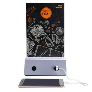 Best Selling Desktop Restaurant Menu Power Bank USB Charger Table Cell Phone Advertising Charging Station