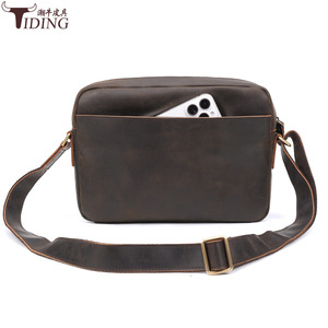 Sac bandoulière pour homme Tiding, cuir véritable marron foncé, style rétro, usage quotidien - Product Image 3