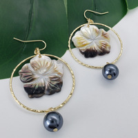 Boucles d'oreilles pendantes tendance en coquille d'ormeau naturelle, fleur, tortue, feuille et nacre, style mode estivale hawaïenne