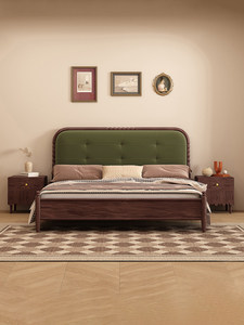 Boho Chic Solid Wood <b>Bed</b> Dark Green Upholstered <b>Headboard</b> Tufted Design for Hotel Home Bedroom Furniture <b>King</b>-<b>size</b> Zy896 Boho - Product Image 1