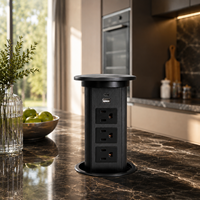 Prise escamotable intelligente pour îlot de cuisine, chargeur sans fil 15W, port USB-C, étanche IP44 pour maison, bureau et table