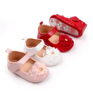 Baby Girl Shoes Spring and Summer PU Sandal Cute Flower Fashion Baby Mary Jane 11cm/11.5cm/12cm for Toddler 0-12 Months Prewalk