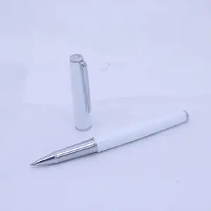 Jinhao 95 Luxo presente roller ball pen personalizado empresa logotipo branco e prata clip metal caneta esferográfica