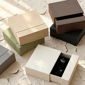 Cajón de caja de papel rectangular de embalaje de joyería de lujo respetuoso con el medio ambiente con logotipo personalizado para collar de anillo para presentar joyería Premium - Product Image 5