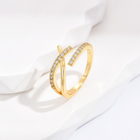 Nouvelle Bague de Fiançailles Classique 2026 pour Femme en Cuivre Incrusté de Zircon Cubique Plaqué Or 18K, Bague Cœur Personnalisée pour Mariage et Cérémonie