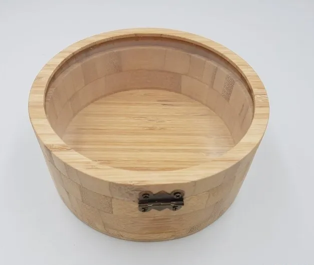 Caja redonda de madera de bambú para el cuidado de la piel, caja de almacenamiento de cosméticos, organizador de contenedores, caja de cuentas de joyería con tapas de Bambú