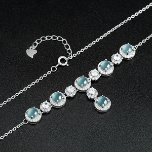 Pendentif en jadeite bleu eau de qualité supérieure, naturel, de grade A, serti d'argent S925 et de jade de qualité glace, pour femme - Product Image 5