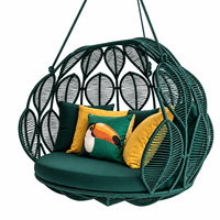Fauteuil suspendu en rotin PE tissé à la main en forme de feuille avec coussin épais, fauteuil suspendu intérieur/extérieur