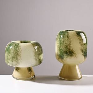 RYLAVA Vaso in Vetro Smaltato Verde Muschio, Piccolo, Fatto a Mano, a Forma di Fungo, per Decorazione Idroponica Casa, Hotel, Ufficio, Stile Moderno - Product Image 4