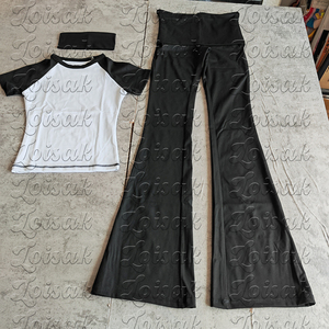 Y2K Women's Custom Logo Raglan Sleeve <strong>Long</strong> <strong>Shirt</strong> Women's 3 Piece Headband <strong>Long</strong> Sleeve <strong>with</strong> <strong>Leggings</strong> Lounge <strong>Wear</strong> <strong>Leggings</strong> Set - Product Image 4