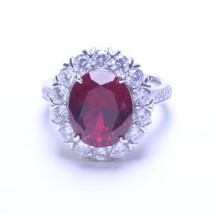 Hip Hop Enamel Jewelry <strong>Gold</strong> Plated Sier Oval 10x14mm Lab Grown <strong>Ruby</strong> Stone <strong>Rings</strong>