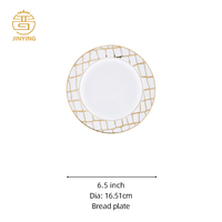 Services de Table en Porcelaine Blanche avec Bord Doré pour Hôtels Royaux, Restaurants, Mariages et Fêtes