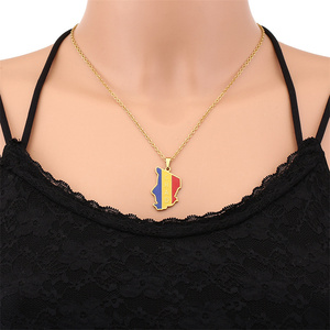 Collar con <span class=keywords><strong>Mapa</strong></span> de la República de <span class=keywords><strong>Chad</strong></span>, Bandera Nacional, Esmalte al Óleo, Collar Personalizado con <span class=keywords><strong>Mapa</strong></span> de País, Collar con Colgante de <span class=keywords><strong>Mapa</strong></span> de Acero Inoxidable - Product Image 5