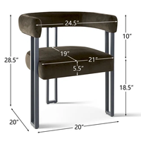 Fauteuil creux en velours durable résistant aux taches à trois pieds en métal rembourrés