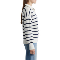 Pull tricoté rayé épais zippé pour femme, 100 % coton doux, idéal pour les tenues quotidiennes préppy, service OEM, vente en gros