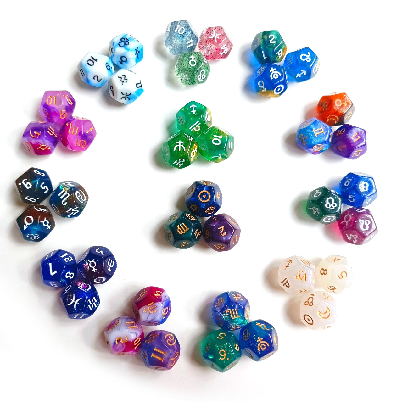 Dados del ,Juego de dados astrológicos de 12 caras D12 Pearl,Dados Dados del ,Juego de dados astrológicos de 12 caras D12 Pearl,Dados