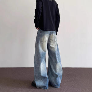 Jean American High Street Cleanfit Printemps Tissé Effet Vieilli Coupe Scimitar pour Homme, Jambe Droite, Silhouette Légèrement Évasée - Product Image 4