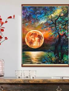 Kit de Peinture par Numéros Série Paysage : Rivière Onirique, Lune et Arbre – Tableau Décoratif DIY Sans Cadre pour Ambiance Esthétique à Domicile - Product Image 2