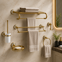 Ensemble d'accessoires de salle de bain en alliage de cuivre de style antique à fixer au mur : porte-serviettes, anneau porte-serviettes, crochet, brosse WC, porte-savon – Idéal pour appartement vintage