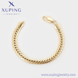 Conjunto <span class=keywords><strong>de</strong></span> Joyería XUPING, Collar y Pulseras <span class=keywords><strong>de</strong></span> Cadena Chapadas en Oro <span class=keywords><strong>de</strong></span> 14K, Estilo Simple y Moderno - Product Image 4