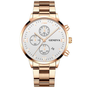 Nuevo reloj deportivo de cuarzo para hombre, estilo de negocios a la moda con caja de acero, banda de cuero, calendario de 22mm de ancho, ventana de esfera de cristal - Product Image 4