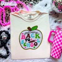 Vêtements avec écussons à paillettes dorées «Back to School Teach» Lettre en feutre brodée à repasser Logo de broderie personnalisé Tenues d'école