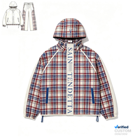 Chaqueta Cortavientos Oversize a Cuadros OEM al por Mayor con Estampado DTG Kornit, Estilo Streetwear, Proveedor de Moda, Corte Holgado Y2K Grunge