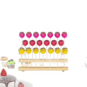 ที่วางอมยิ้มไม้เนื้อแข็ง 4 ชั้น ที่วางเค้กป๊อป ชั้นวางของบนโต๊ะ สีธรรมชาติ - Product Image 5