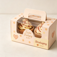 Scatole per Torte e Cupcake Personalizzate con Logo, Confezioni con Manico, Graziose Scatole Rosa per Dessert con Finestra Trasparente