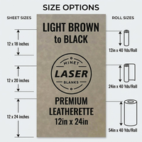 Láminas de Cuero PU para Grabado Láser, 0.8mm, Marrón Claro a Negro, Parche de Cuero Sintético Termoadhesivo con Adhesivo