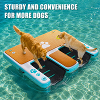 Piscine gonflable pour chien 150x160cm, plateforme aquatique double pour chien avec rampe et pont à empreintes de pattes pour la plage, le lac et la baignade