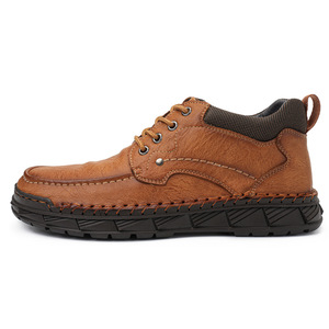 Bottes Martin pour homme Automne et hiver Bottes courtes pour homme grande <span class=keywords><strong>taille</strong></span> Chaussures décontractées en cuir Bottes cargo cousues à la main - Product Image 4