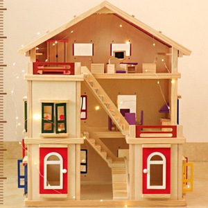 3-Story Wooden Dollhouse with Furniture & Dolls Montessori Pretend Play Toy for Kids Imaginative Role Play - Product Image 4