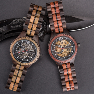 <span class=keywords><strong>Montre</strong></span> <span class=keywords><strong>automatique</strong></span> en bois personnalisée avec logo pour les amoureux du luxe, pour couples, mécanisme visible, résistante à l'eau, aiguille de 24 mm, cristal saphir - Product Image 2