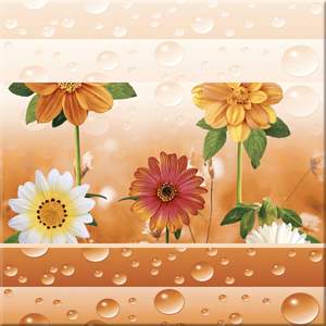 Carrelage mural en céramique brillant avec motif floral 300x600mm, design contemporain, surface émaillée pour décoration intérieure - Product Image 1