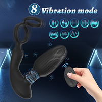 Puissant plug anal en silicone à double tête, anneau pénien, télécommande, vibrateur rotatif, masseur de prostate, vibromasseur anal, plug anal, jouet sexuel