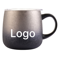 Grande tasse isotherme en acier inoxydable en forme de ventre avec poignée, réutilisable pour bureau, maison, café et thé