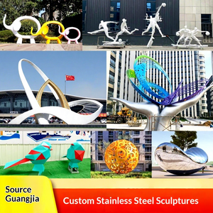 Escultura de naturaleza muerta personalizada de acero inoxidable para exteriores, a gran escala, para jardín, paisaje, abstracta, de fibra de vidrio y metal con efecto espejo - Product Image 3