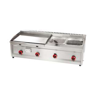 Friteuse professionnelle à double compartiment, plaque chauffante à gaz, grill commercial, comptoir en acier inoxydable, facile à nettoyer, plaque chauffante pour hamburgers et steaks - Product Image 3