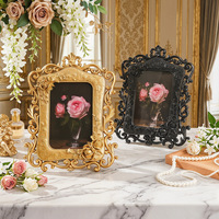 Cadre photo en résine au design 3D rose en relief, style gothique sombre américain, vintage, pour Halloween, hôtel, bar, festival, décoration de table