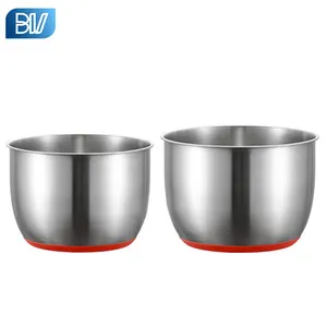 Deep Depth Anti-slip Silicone Bottom Mixing Bowl Stainless Steel Big Capacity Salad Baking Bowls