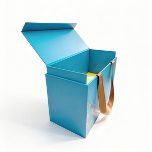 صندوق كرتون فاخر مزدوج للزجاجات باللون الأزرق صديق للبيئة ومحمول مخصص مع طلاء بالأشعة فوق البنفسجية لزجاجات الويسكي والفودكا - Product Image 5