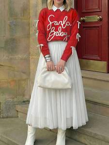 In Stock Santa Baby Red Sweater for Christmas Celebration and Family Dinner Reliable Soft Texture Knitted Pullover <strong>Jumper</strong> - Product Image 5