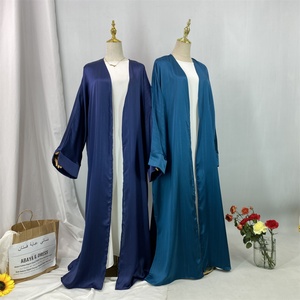 New Satin Modest Abaya Bifurcated Design Shiny Line Print Luxury Muslim Islamic Arabic Popular Dubai Abaya 2025 1439# - Product Image 3