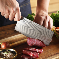 Couteau à découper professionnel KEEMAKE ultra-affûté de 7 pouces, en acier Damas à 67 couches, couteau de boucher de cuisine avec boîte cadeau