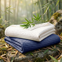 Couverture en bambou gaufré tissée en viscose de bambou, 203x229cm, personnalisable avec logo, vente en gros pour cadeaux et vente au détail