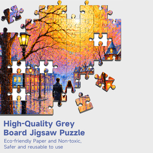 Puzzle personnalisé Mosaïque Romantique Street Dusk 1000 pièces 700x500mm Planche grise Impression HD Découpe de précision Finition mate Boîte cadeau OEM - Product Image 5