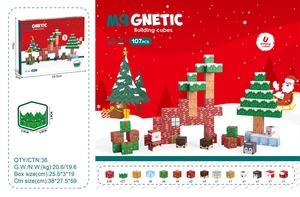 Blocs de <span class=keywords><strong>construction</strong></span> magnétiques pour enfants, cubes sur le thème de Noël, jouet de <span class=keywords><strong>construction</strong></span> créatif STEM, cadeau de vacances idéal pour les tout-petits - Product Image 5