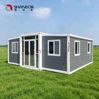 Maison modulaire pliable en forme de conteneur à panneaux sandwich extensibles à double aile, maison préfabriquée miniature portable pour l'extérieur